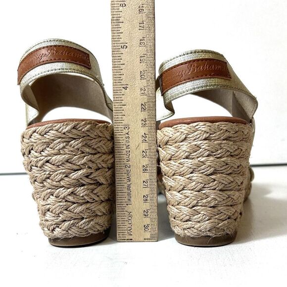 Tommy Bahama Sandals Womens 9.5M Metallic Gold Comfort Casual Wedge Slip On Shoe - Picture 8 of 10